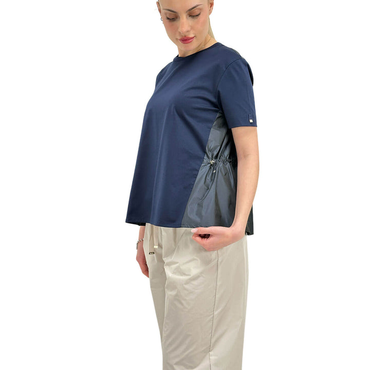 Herno Maglia Donna, Chic Cotton Jersey e New Techno Taffetà, Blu