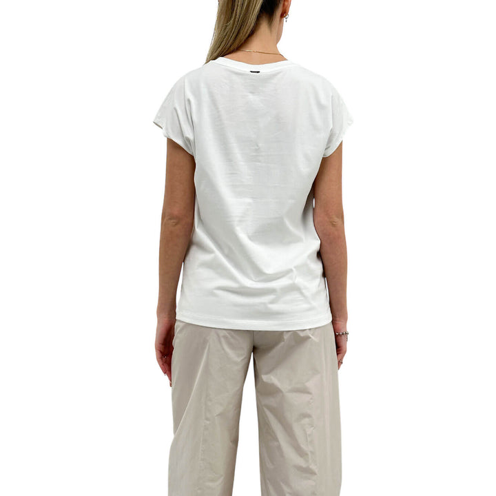 Herno Maglia Donna, T-Shirt Interlock Jersey, Cotone, Bianco