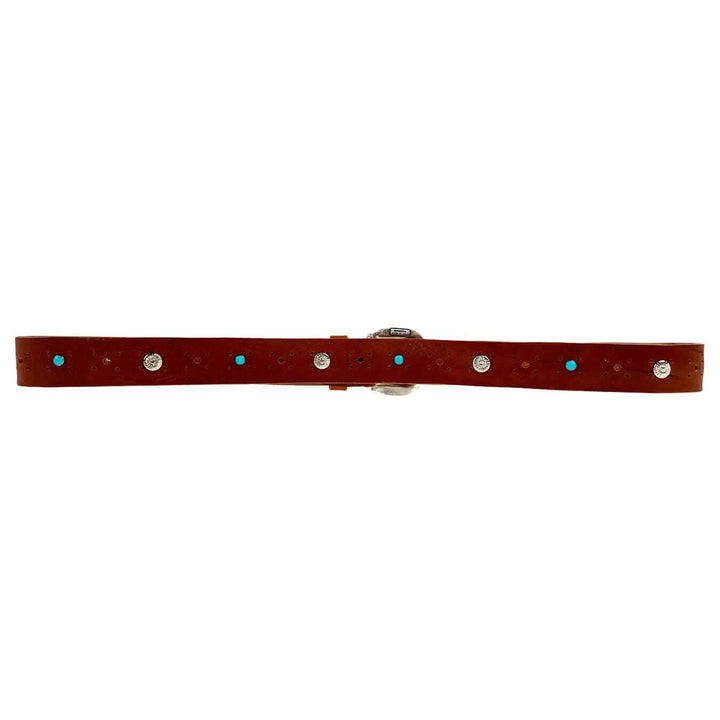 Bassini Cintura Uomo,Borchie, Fibbia Argento, Vero Cuoio, Marrone - BassiniBoutique.it