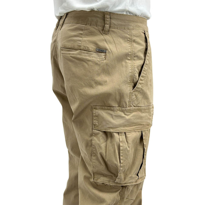 Rytual Men's Cargo Pants, Side Pockets, Cotton, Beige