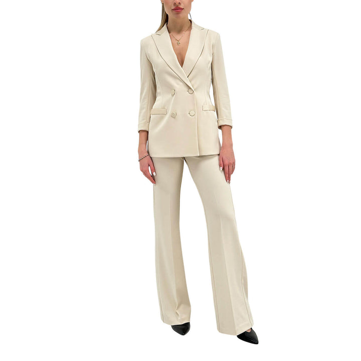 Imperial Giacca Doppiopetto Donna, Revers, Satin, Beige