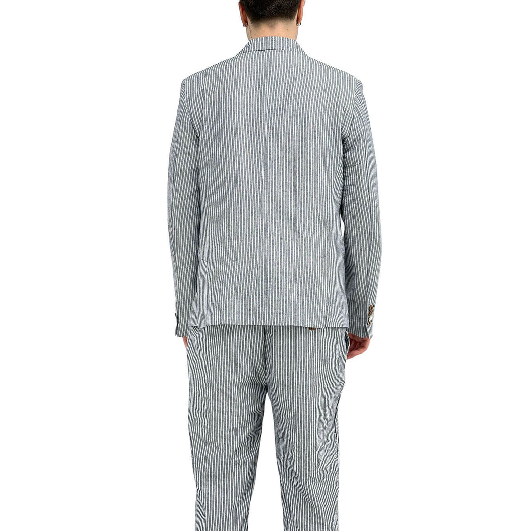 BL.11 Block Eleven Men's Suit, Single Breasted, Striped, Blue