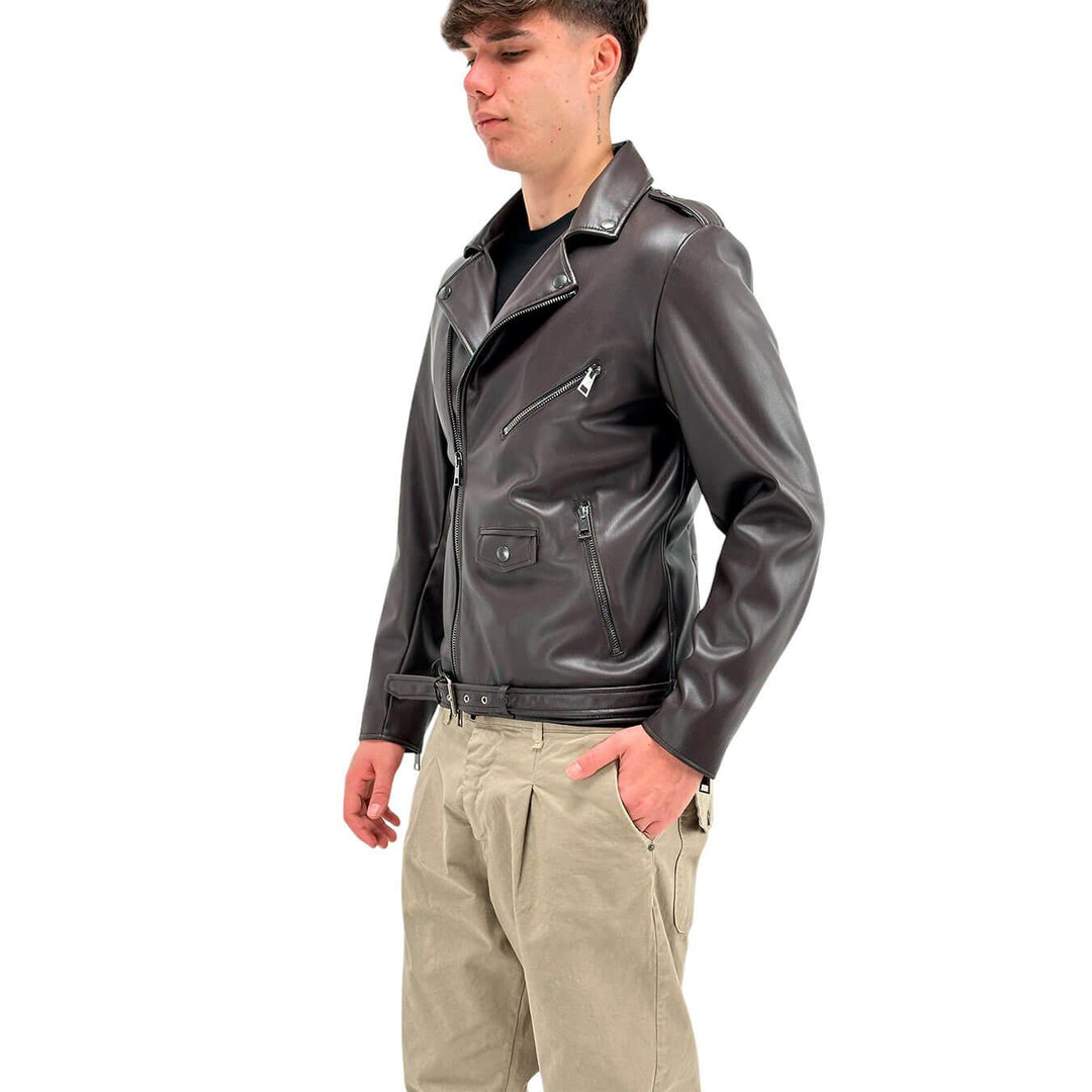 Imperial Men's Jacket, Biker Style, Eco-leather, Black