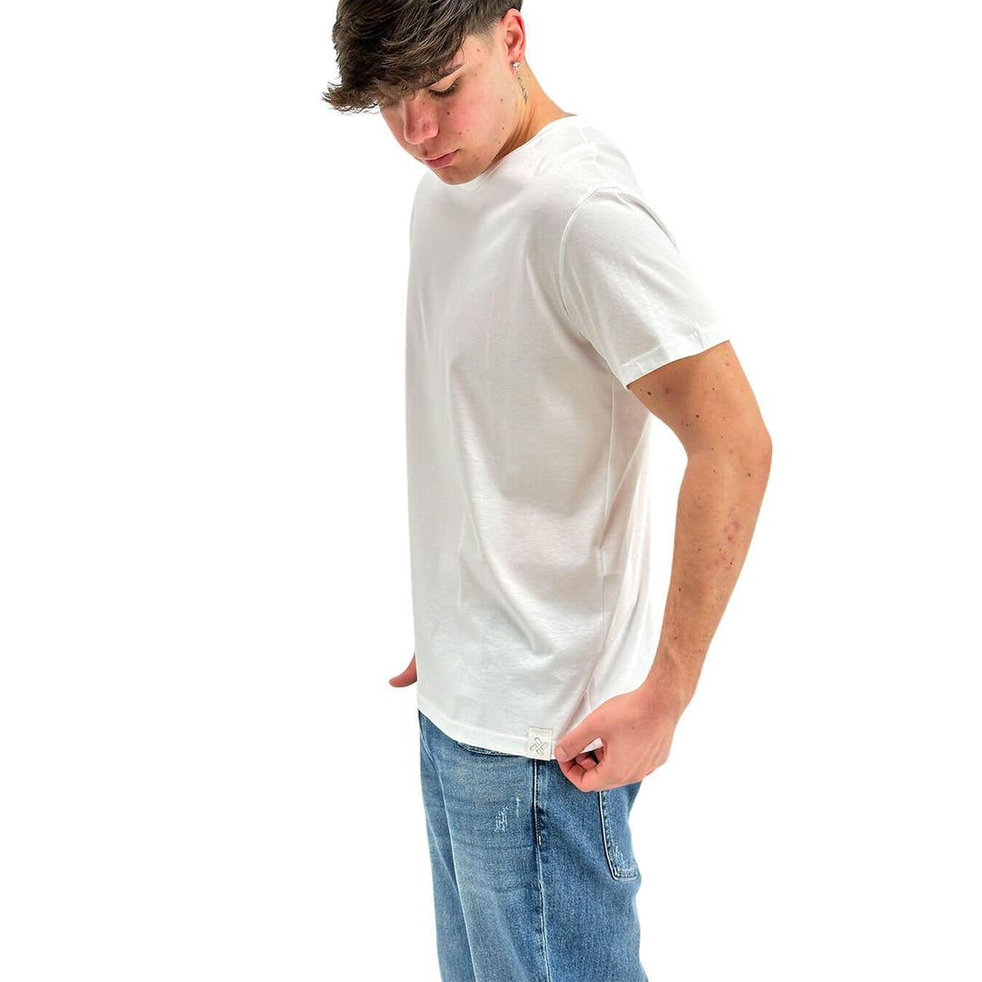 Imperial Men's Basic T-Shirt, Crew Neck, Mixed Fabric, White