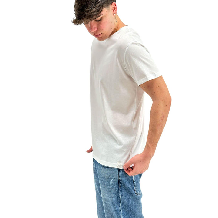 Imperial Men's Basic T-Shirt, Crew Neck, Mixed Fabric, White