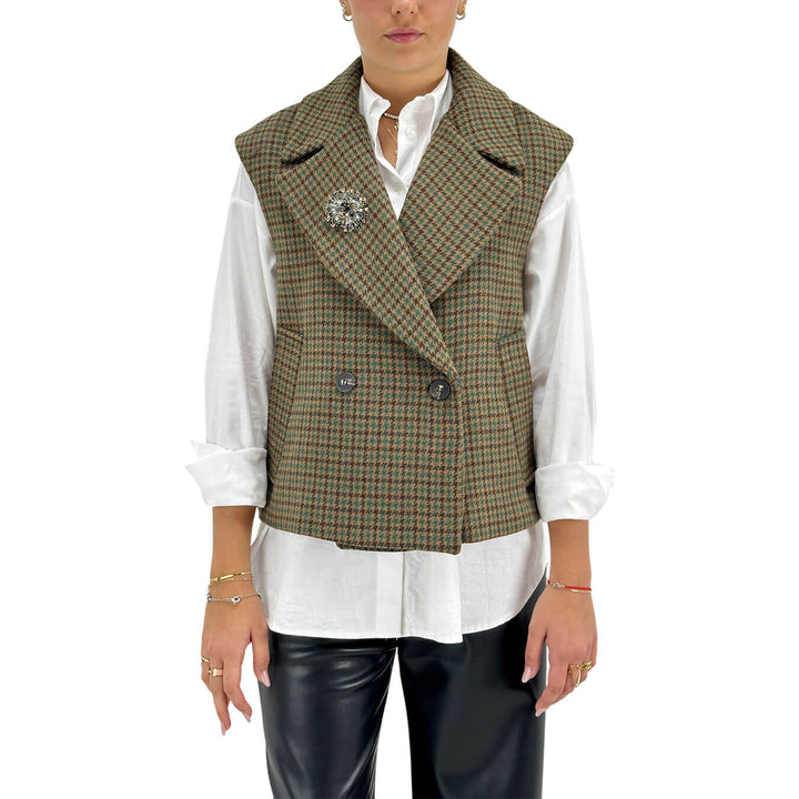 Tensione In, Giacca, Donna, Pied de Poule, Marrone