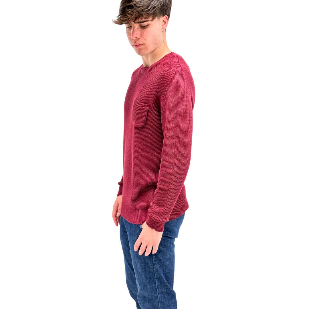 Amaranth Men's Sweater, Basic, Crewneck, Cotton, Red