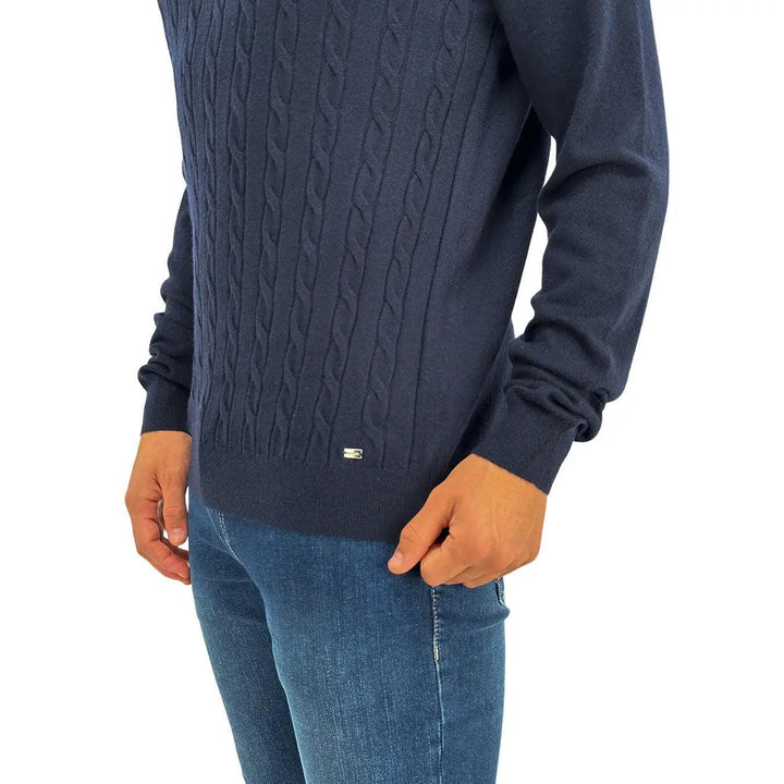 Markup Maglia ml, 590117, Girocollo Trecce Misto Cash, Blu, Bassiniboutique.it, 2023 a/i