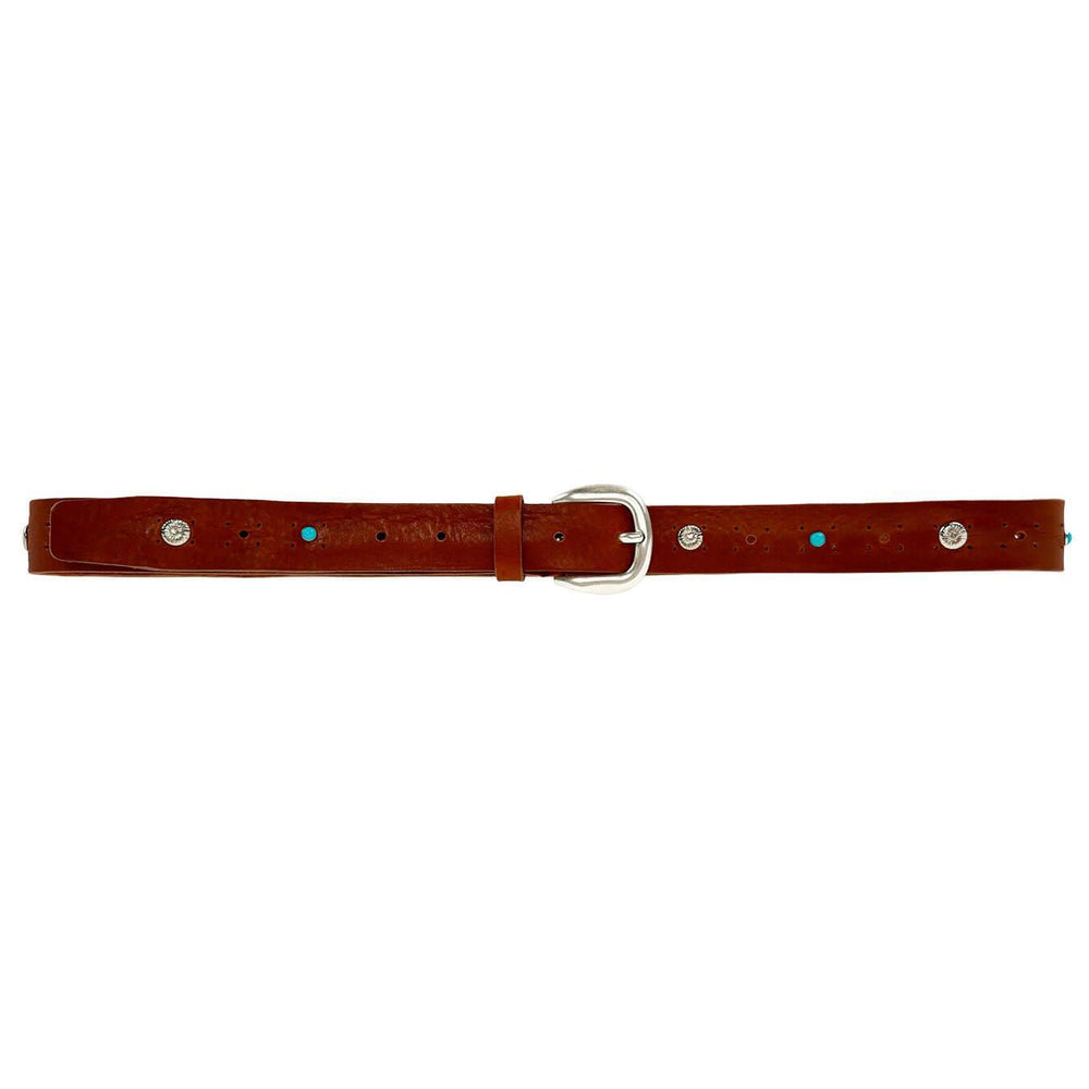 Bassini Cintura Uomo,Borchie, Fibbia Argento, Vero Cuoio, Marrone - BassiniBoutique.it
