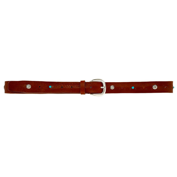 Bassini Cintura Uomo,Borchie, Fibbia Argento, Vero Cuoio, Marrone - BassiniBoutique.it