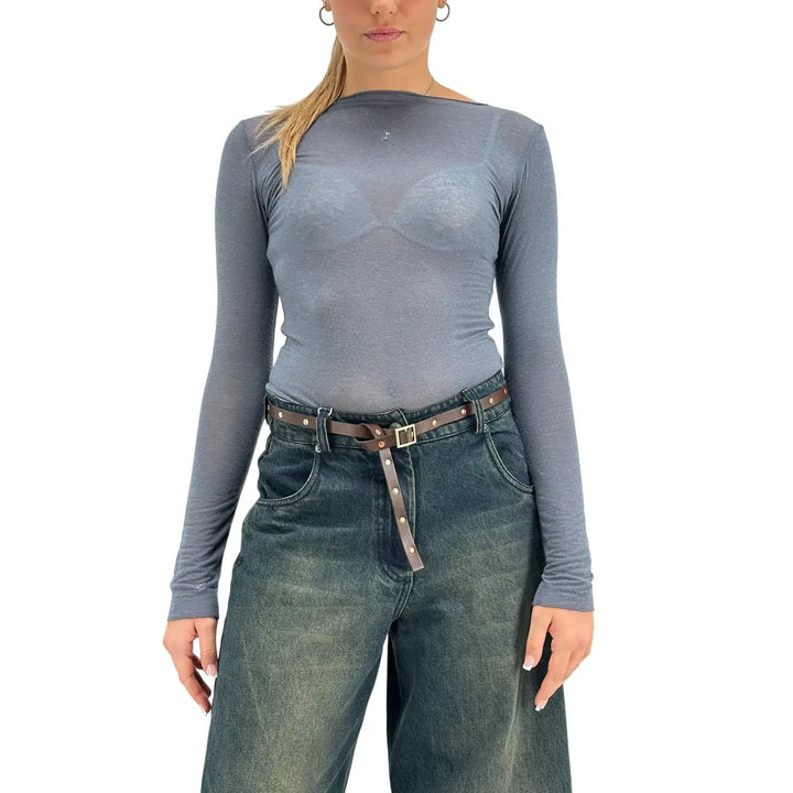 Tensione In, Maglia, Donna, Scollo a Barca, Misto Cashmere, Piombo