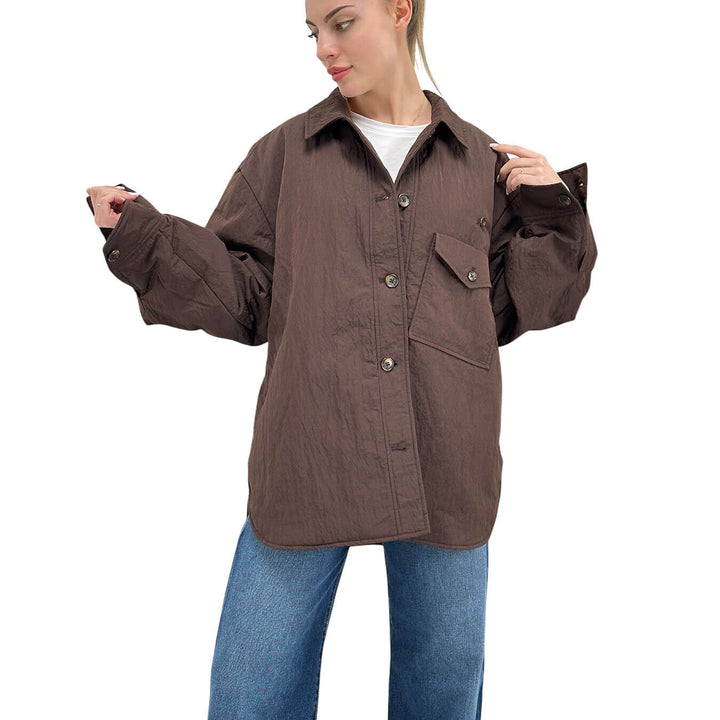 Oof Wear Women's Jacket, Shirt Model, Crumpled Effect, Brown