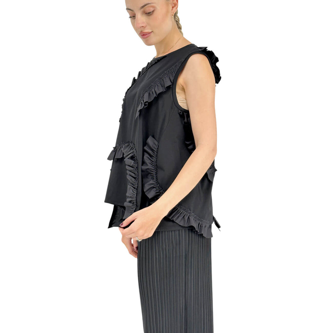 Meimeij Women's Sweater, Blouse, Boat Neck, Appliques, Cotton, Black