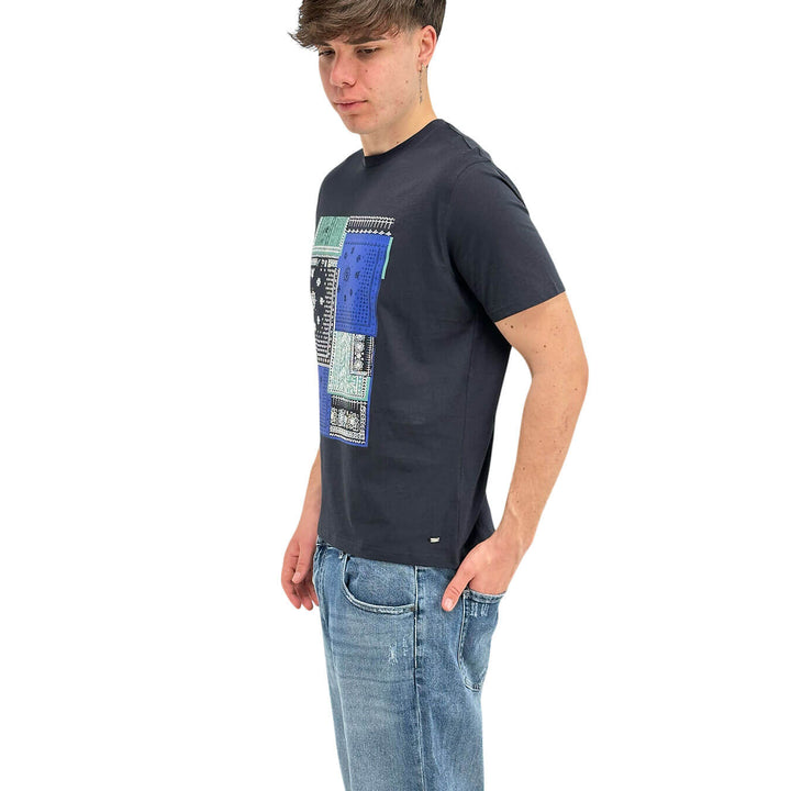 MarKup Men's Jersey, T-Shirt with Decoration, Cotton, Blue