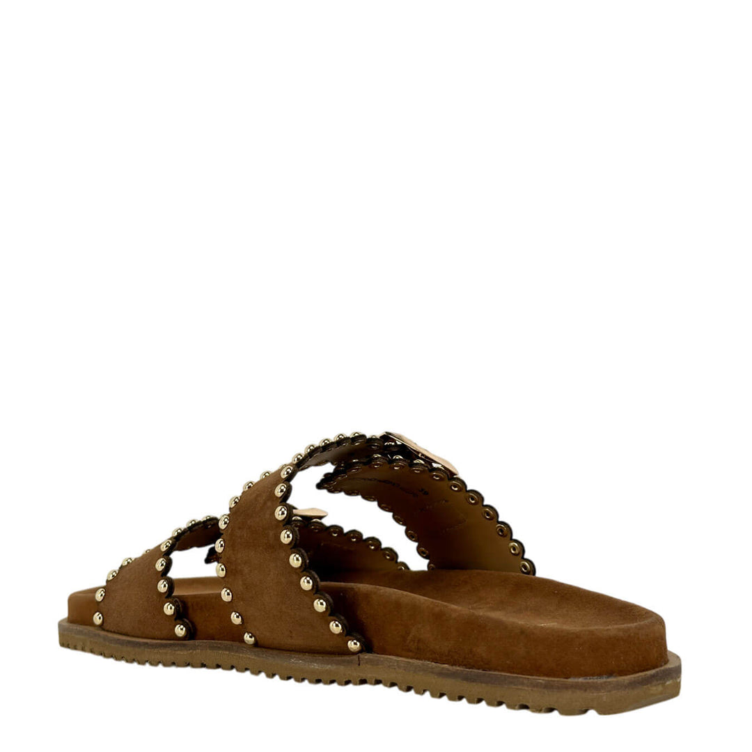 Ovyé Women's Shoes, Slipper, Double Strap, Studs, Suede