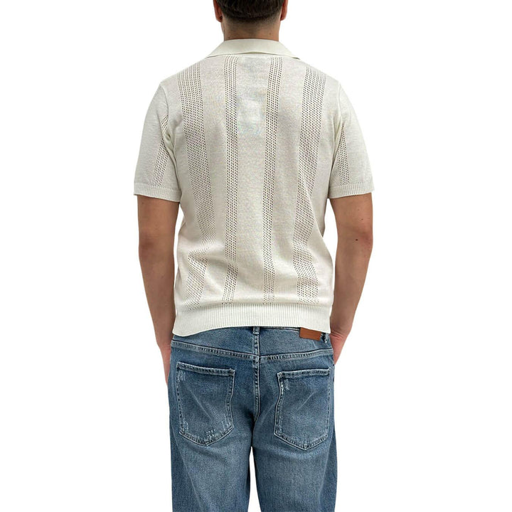 BL.11 Block Eleven Men's Sweater, Openwork Pattern, Cotton, Ivory