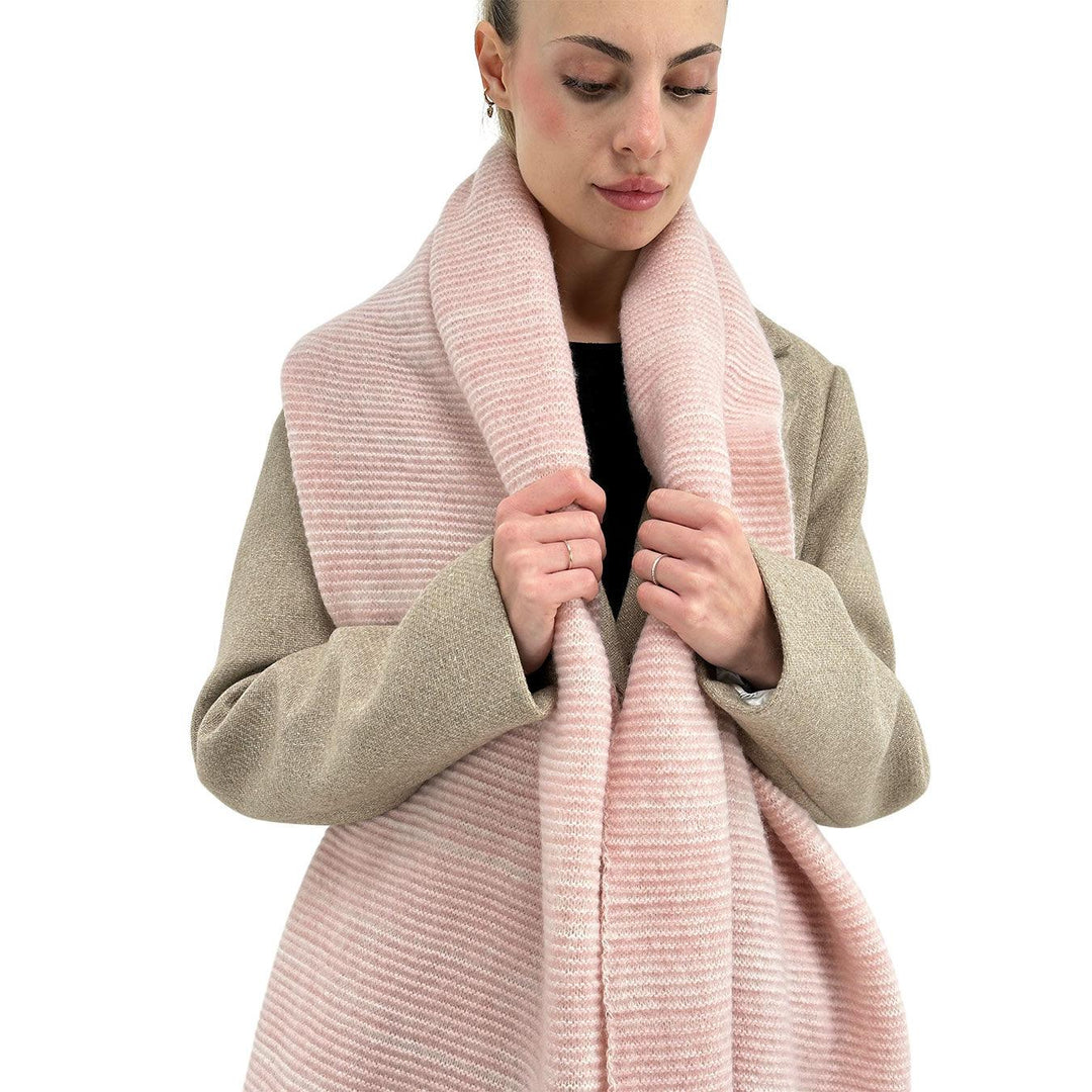 Bassini Women's Scarf, Micro Stripe Pattern, Acrylic, Pink