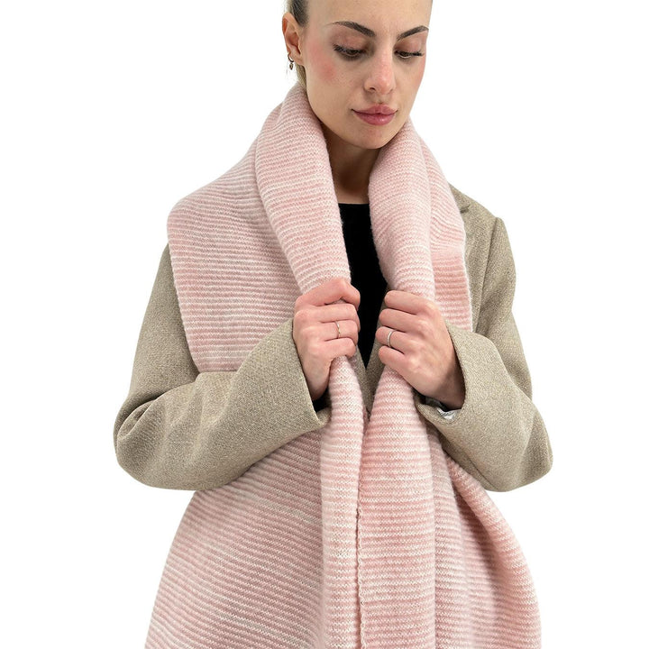 Bassini Women's Scarf, Micro Stripe Pattern, Acrylic, Pink