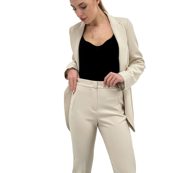 Kontatto Women's Complete Set, Jacket and Pants, Slim Fit, Beige