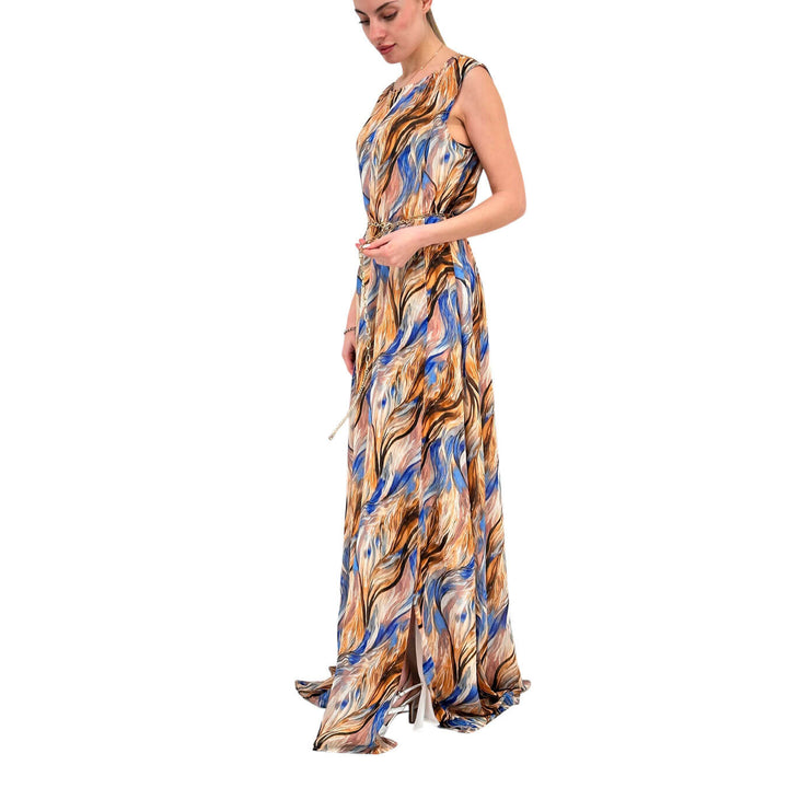 Koralline Women's Dress, Long and Wide, Pattern, Beige