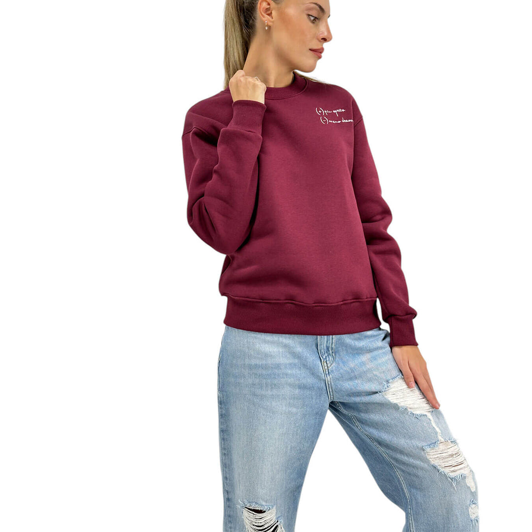 Supercultures, Sweatshirt, Woman, Cotton, Bordeaux