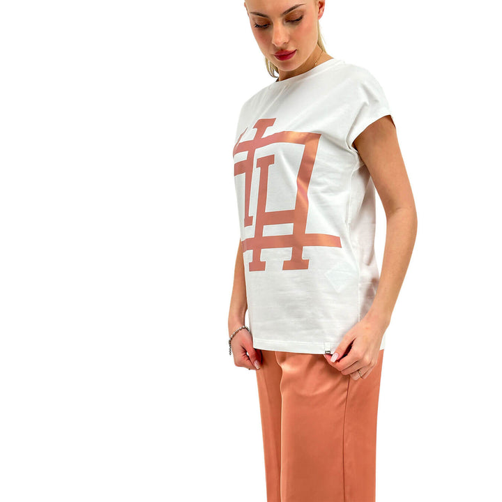 Herno Maglia Donna, T-Shirt Interlock Jersey, Cotone, Bianco