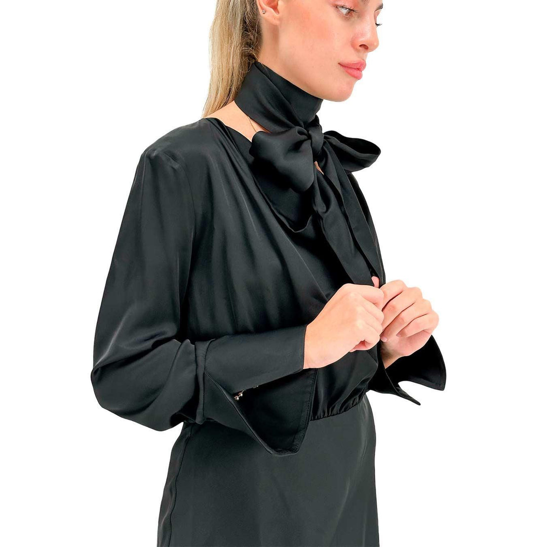 Imperial Women's Dress, Long, Bow Tie, Viscose, Black