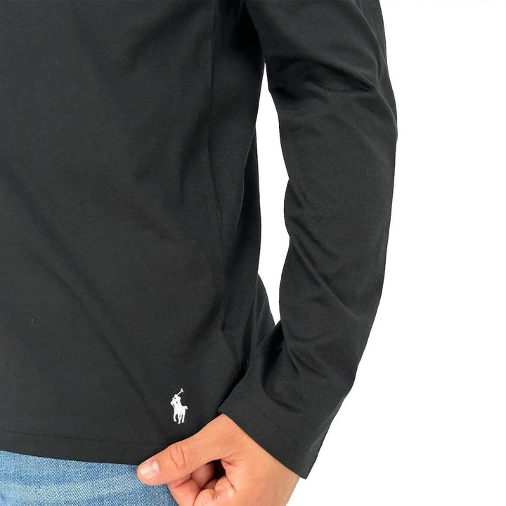 Polo Ralph Lauren t Shirt ml, 714862600, l/s Crew Sleep Top, 004 Black, Bassiniboutique.it, 2022 a/i