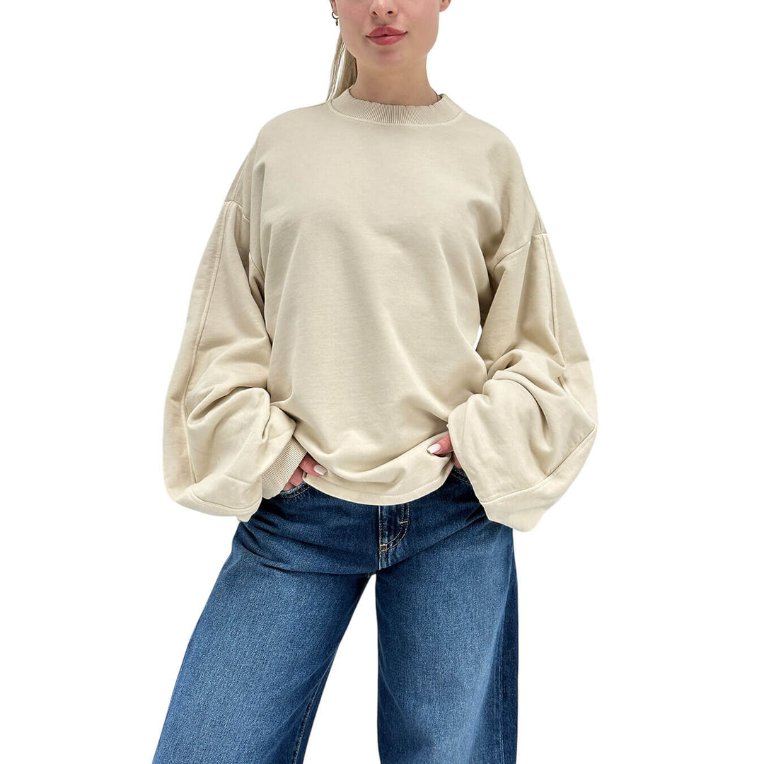 Oof Wear Maglia Donna, Felpa, Girocollo, Cotone, Beige