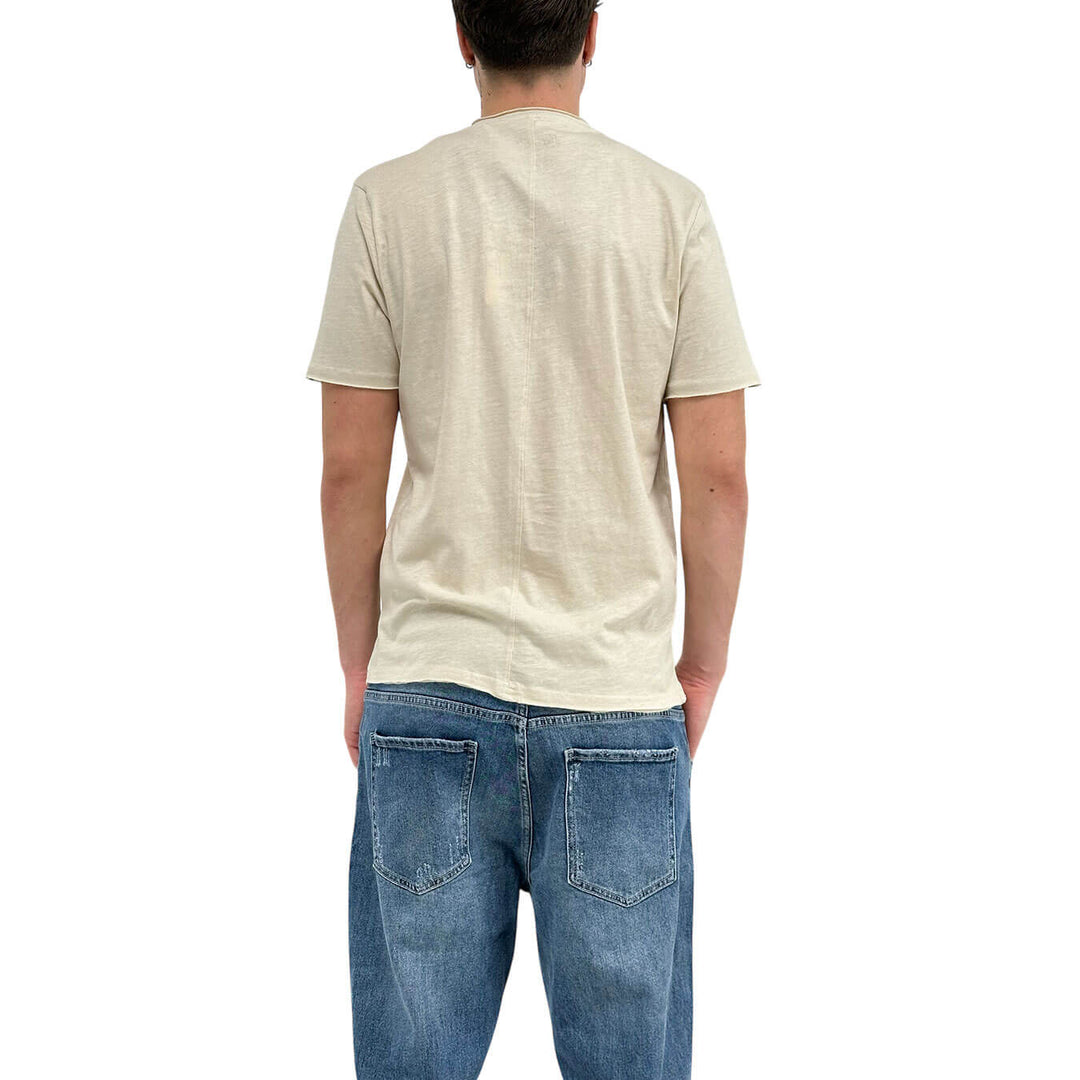 MarKup Men's Shirt, Serafino, Short Sleeve, Cotton, Beige