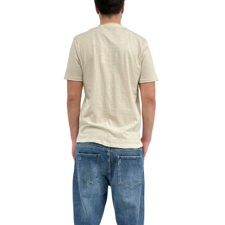 MarKup Men's Shirt, Serafino, Short Sleeve, Cotton, Beige