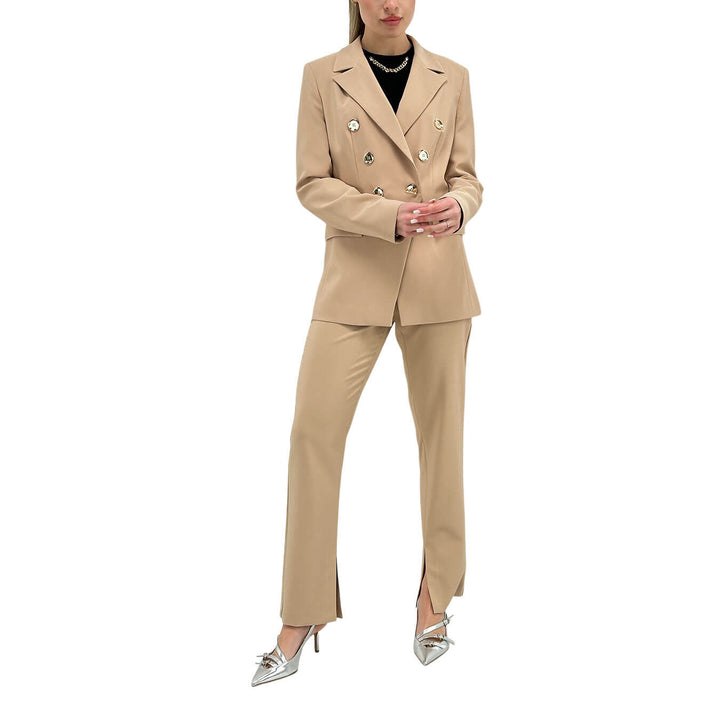 Relish Belsa Women's Jacket, Double Breasted, Gold Buttons, Beige