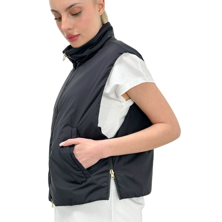 Herno Women's Gilet, Ecoage Sleeveless, Smooth, Black