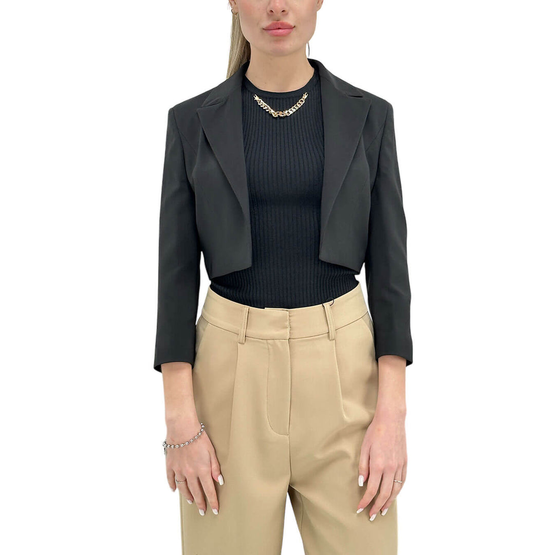 Relish Urania Women's Jacket, Short, Open, Mixed Fabric, Black