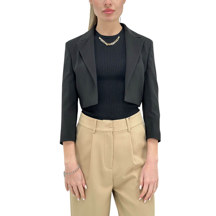 Relish Urania Women's Jacket, Short, Open, Mixed Fabric, Black