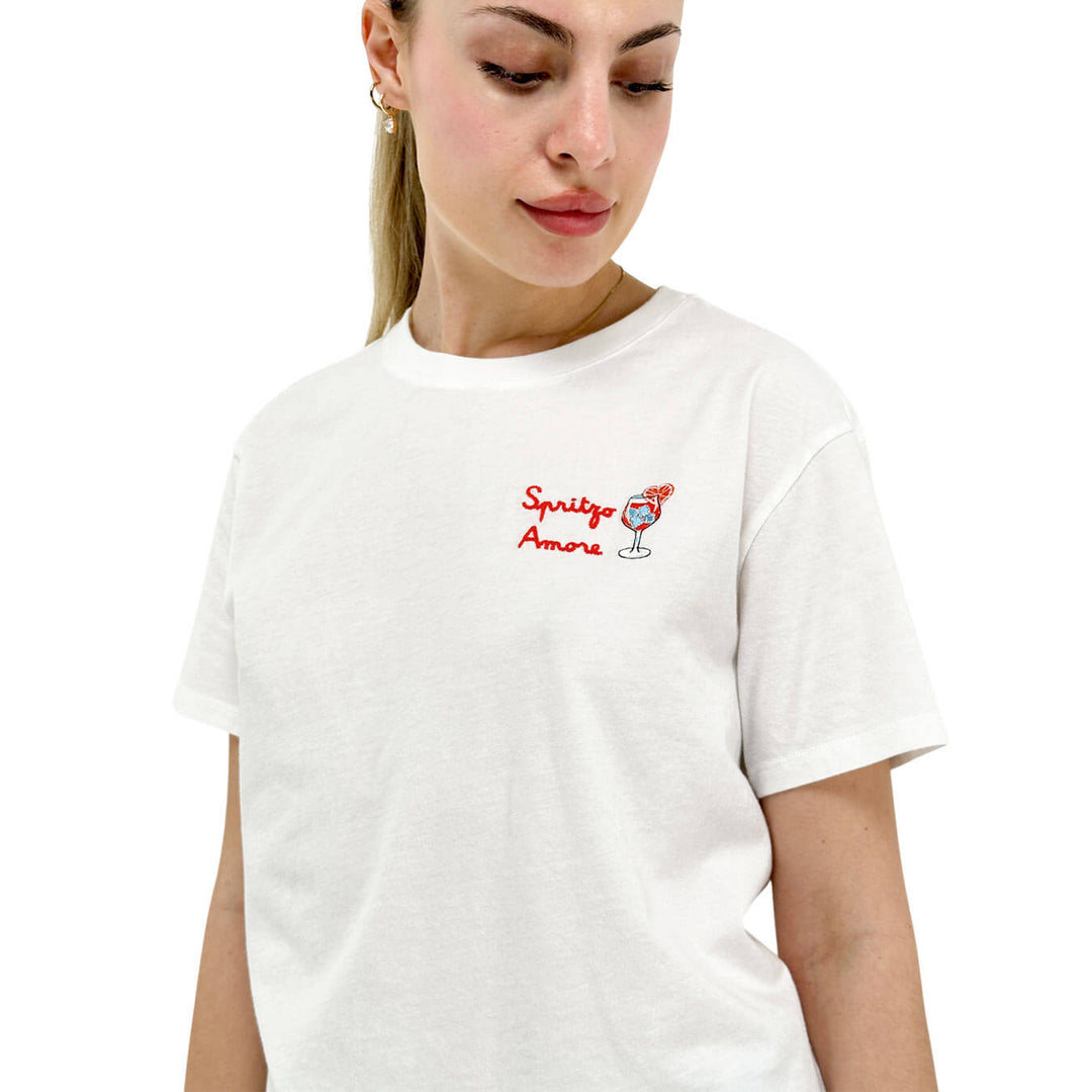 Mc2 Saint Barth Maglia Donna, T-Shirt a Girocollo, Cotone, Bianco