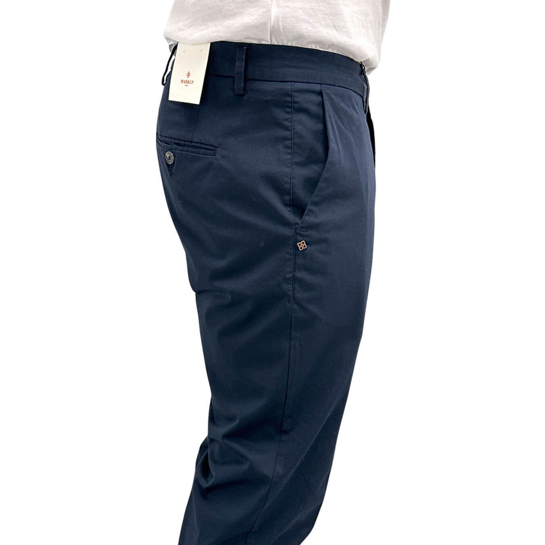 MarKup Men's Trousers Regular Fit, Chino, Pure Cotton, Blue