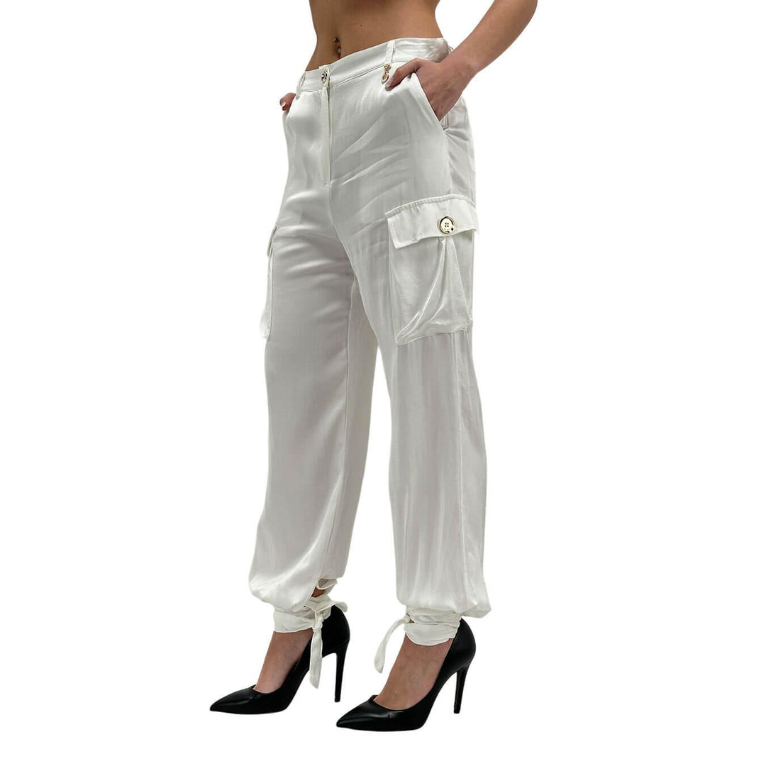 Relish Norma Women's Pants, High Waist, Pockets, White