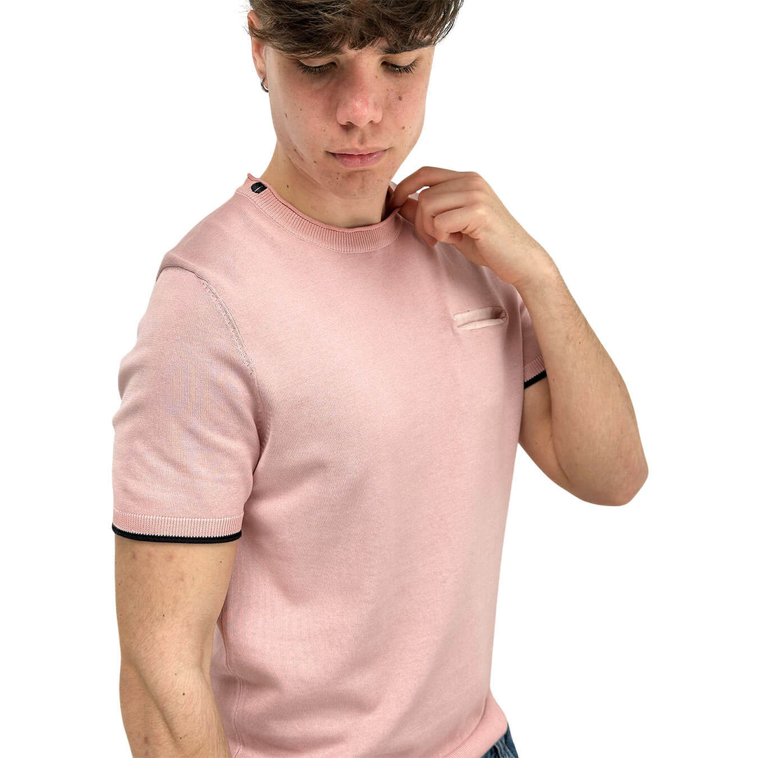 MarKup Maglia Donna, Girocollo, Tasca Frontale, Cotone, Rosa