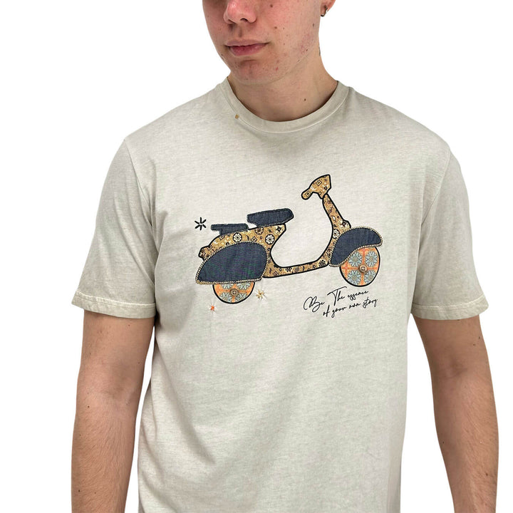MarKup Men's Jersey, T-Shirt with Decoration, Cotton, Beige