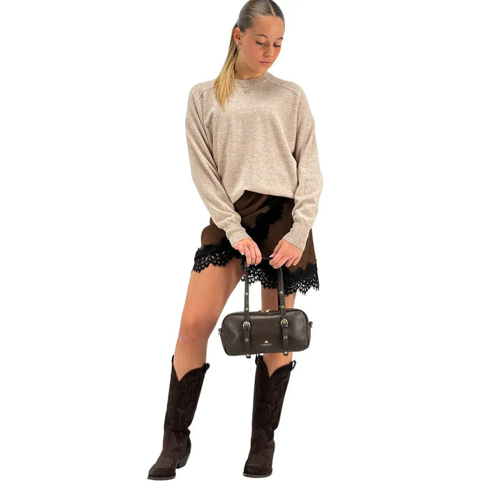 Tensione In, Gonna, Donna, Pizzo, Marrone