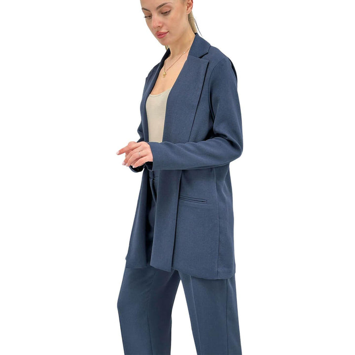 Ottod'Ame Women's Jacket, Buttonless Blazer, Lapels, Blue