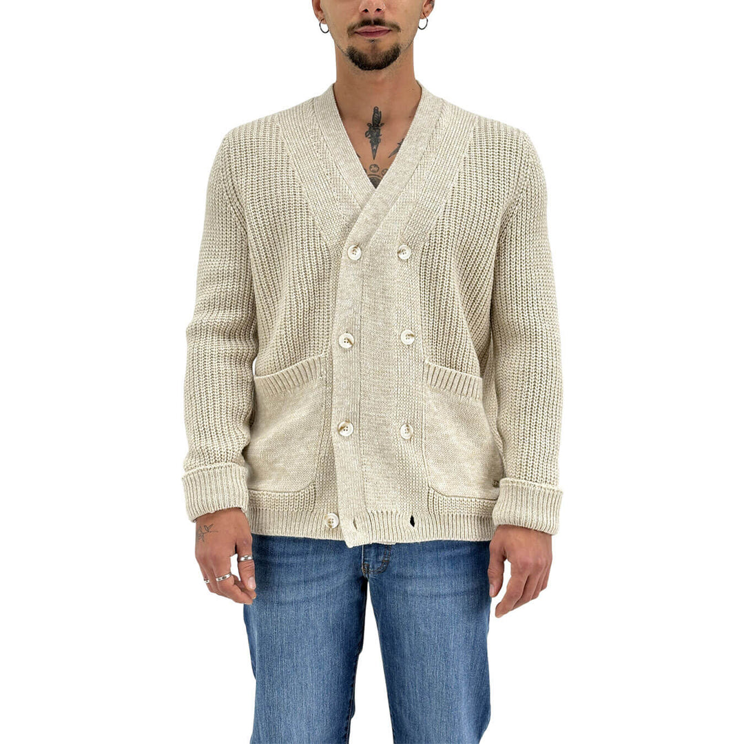 Markup, Cardigan, Uomo, Tessuto Misto, Beige