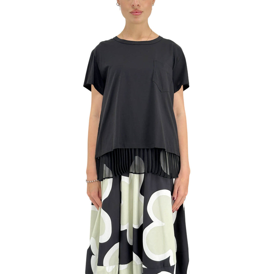 Meimeij Maglia Donna, T-Shirt, Girocollo, Fibbia Retro, Cotone, Nero