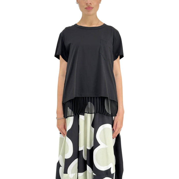Meimeij Maglia Donna, T-Shirt, Girocollo, Fibbia Retro, Cotone, Nero