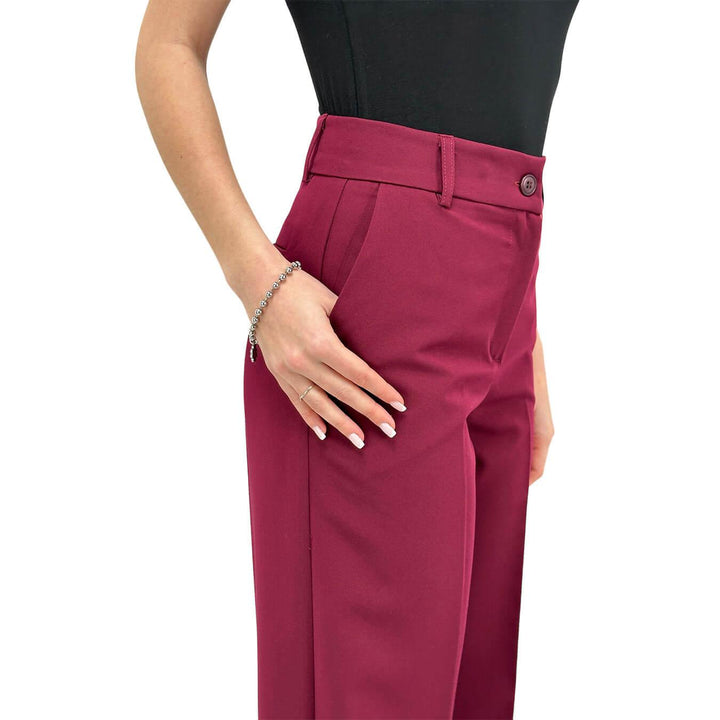 Kontatto Women's Pants, Palazzo Style, Flared, Bordeaux