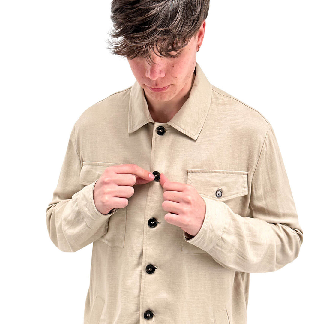 MarKup Men's Overcoat, Linen Blend, Beige