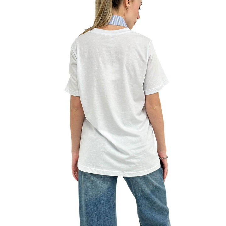 Tensione In Maglia Donna, Colletto Rimovibile, Cotone, Bianco