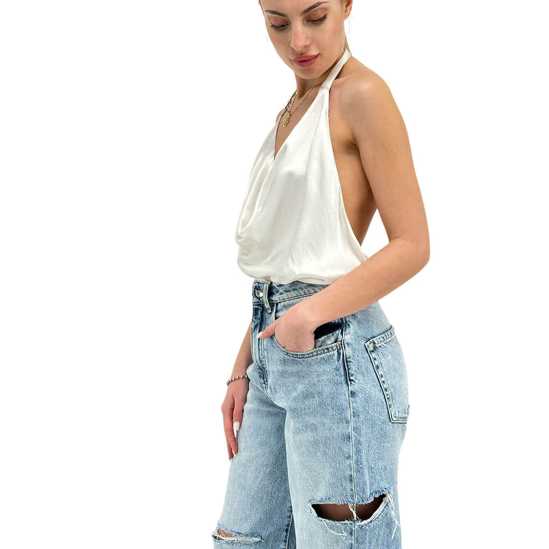 Relish Women's Jersey, Top, Backless, White