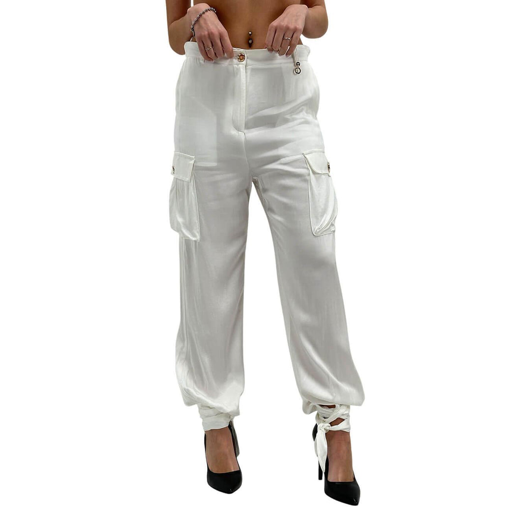 Relish Norma Women's Pants, High Waist, Pockets, White